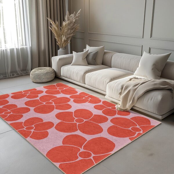 Červený/ružový prateľný koberec 60x100 cm Poppy Fields – Mila Home