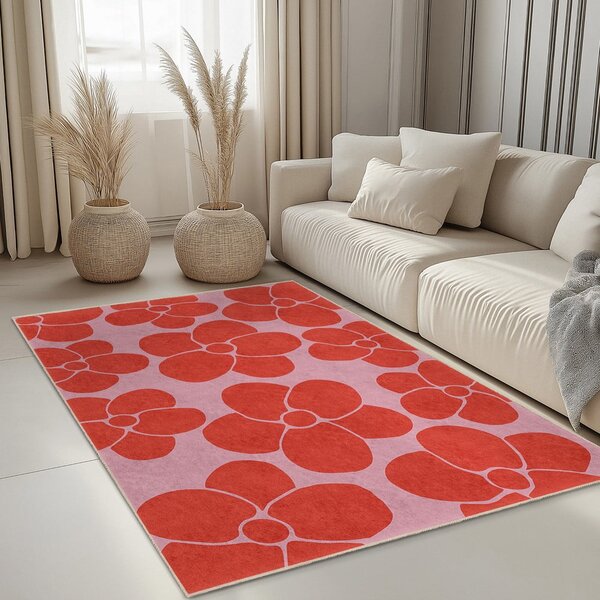 Červený/ružový prateľný koberec 60x100 cm Poppy Fields – Mila Home