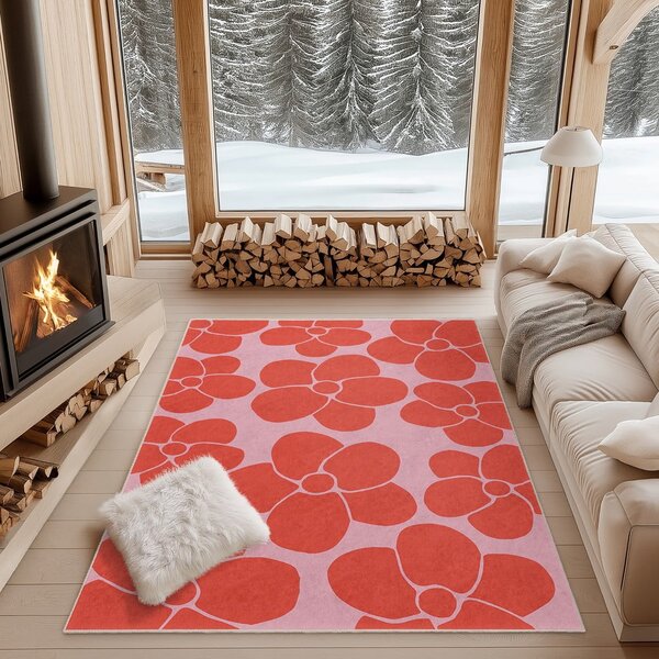 Červený/ružový prateľný koberec 60x100 cm Poppy Fields – Mila Home