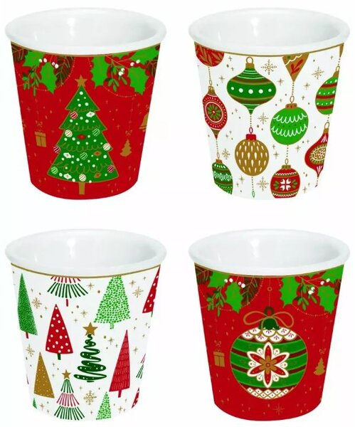 FEDORA Home Set pre 4 osoby - porcelánový hrnček espresso, 100 ml, Coffee Mania Jingle Bells