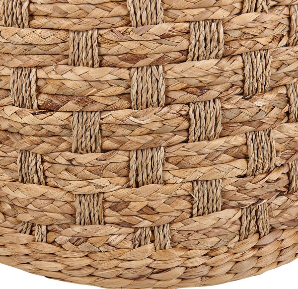 Puf prírodná farba morská tráva vodný hyacint 40 cm polystyrénová výplň taburetka v boho štýle