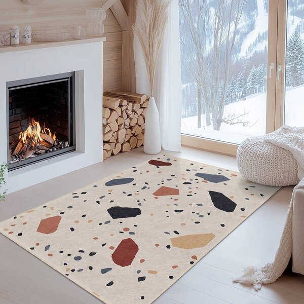 Krémový prateľný behúň 80x200 cm Cracked Terrazzo – Mila Home