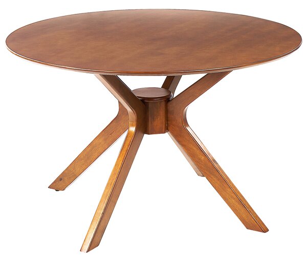 Jedálenský stôl tmavý mahagón MDF kaučukové drevo ø 120 cm okrúhly retro dizajn obývacia izba jedáleň