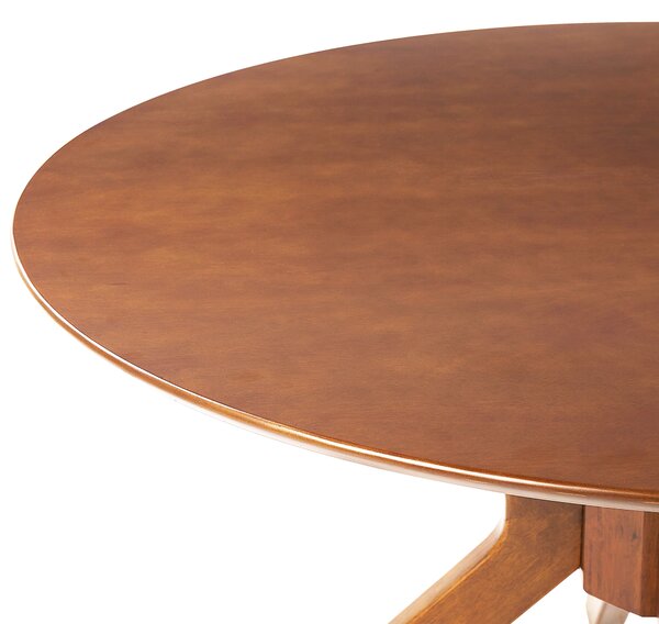 Jedálenský stôl tmavý mahagón MDF kaučukové drevo ø 120 cm okrúhly retro dizajn obývacia izba jedáleň