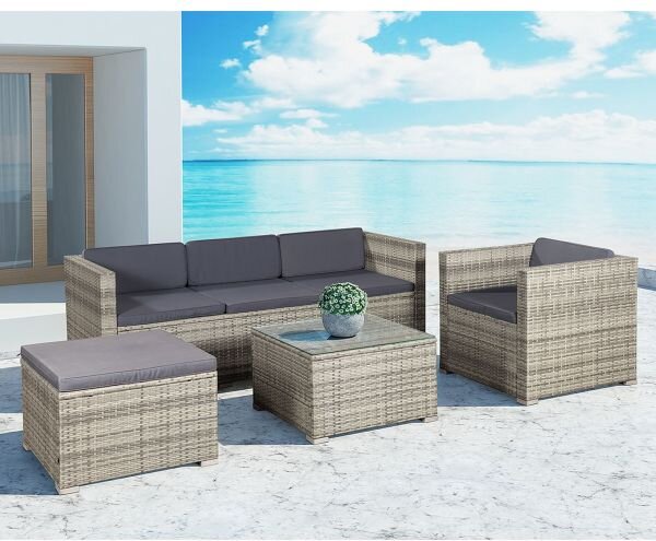 Záhradný ratanový set Punta Cana L - sivý/antracit podušky