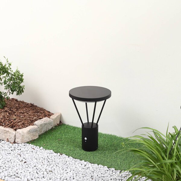 Lucande LED solárna základňa Elario, 44 cm, čierna, senzor, Čierna, Hliník, Moderný, Osvetlenie príjazdovej cesty