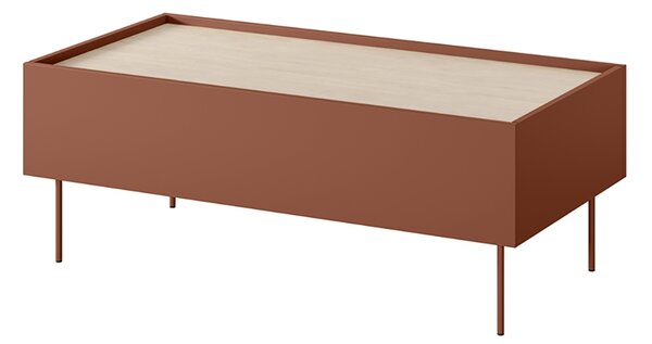 Konferenčný stolík Desin 120x60 cm - ceramic red / dub nagano