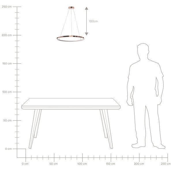 Závesná lampa ružovozlatá kovová ø 50 cm hliníková s LED svetlami okrúhle závesné moderné glamour svietidlo