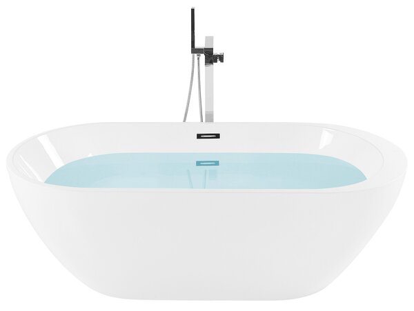 Voľne stojaca vaňa biela akrylát 170 x 80 cm oválny tvar elegantný moderný štýl kúpeľňa