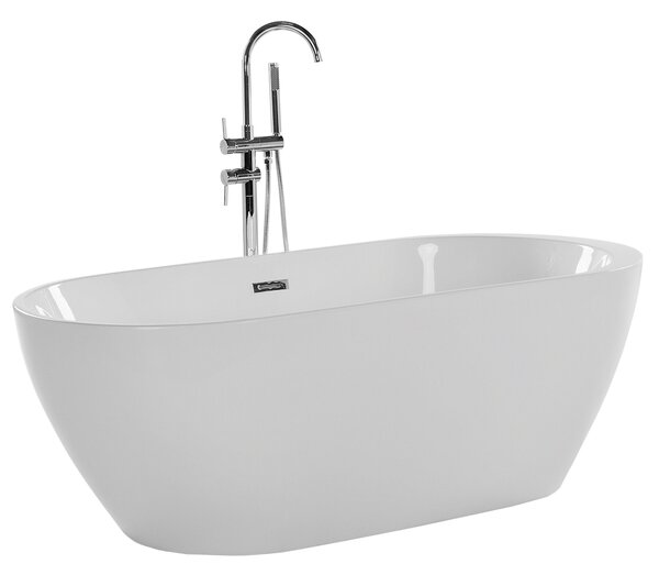 Voľne stojaca vaňa biela akrylát 170 x 80 cm oválny tvar elegantný moderný štýl kúpeľňa