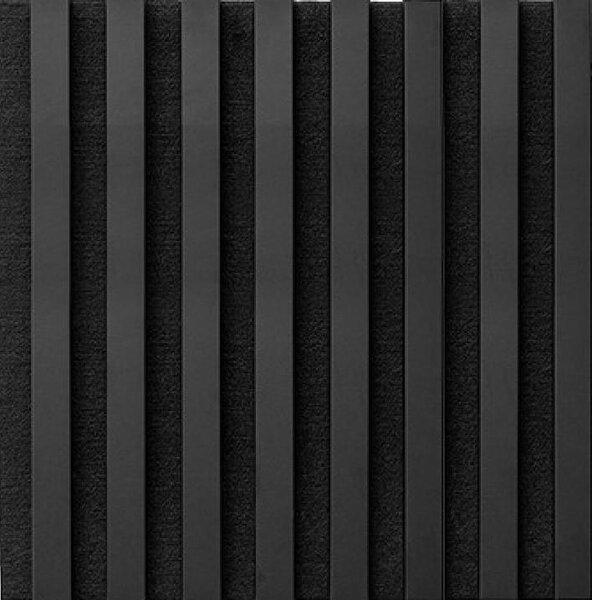 Dekoračné panely, čierny mat 3D lamely na filcovom podklade, rozmer 30 x 30 cm, IMPOL TRADE