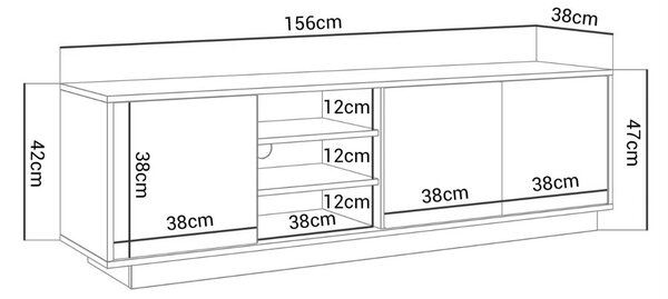 TV STOLÍK ALWIN BIELY VYSOKÝ LESK 156 cm