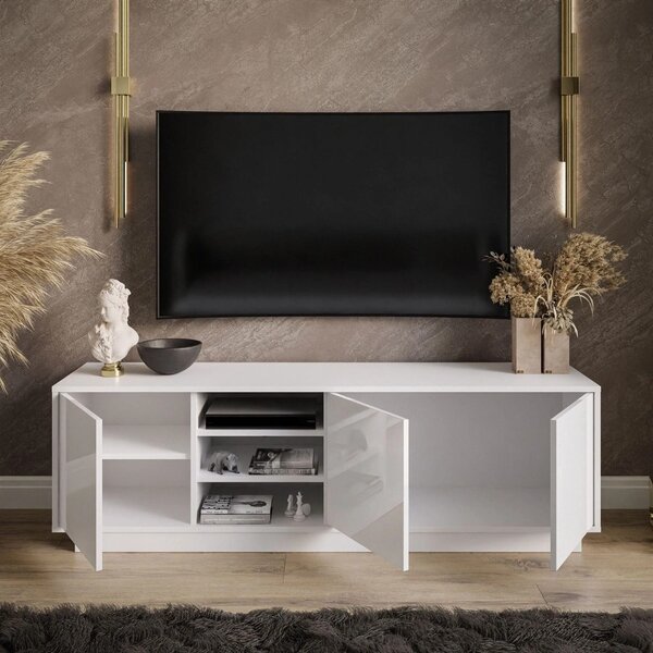 TV STOLÍK ALWIN BIELY VYSOKÝ LESK 156 cm