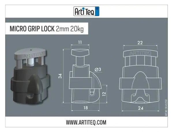 MicroGrip2Lock | háčik Micro Grip 2mm + pojistk