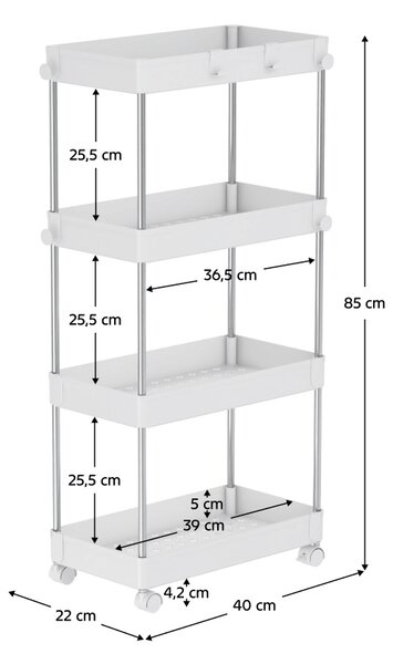 Regál na kolieskach Aliol Typ 3 - biela
