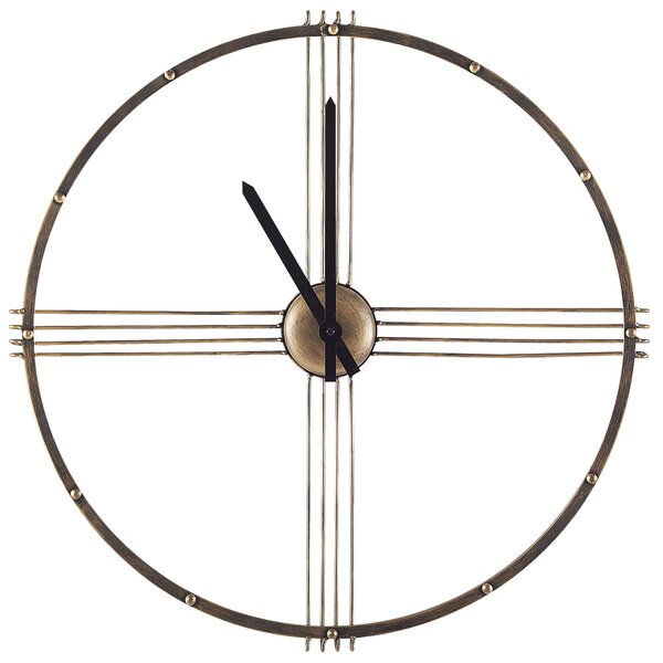 Nástenné hodiny zlatá čierna železo ø 64 cm okrúhly tvar bez číslic moderný minimalistický štýl obývačka