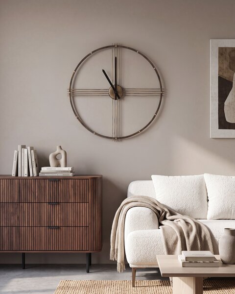 Nástenné hodiny zlatá čierna železo ø 64 cm okrúhly tvar bez číslic moderný minimalistický štýl obývačka