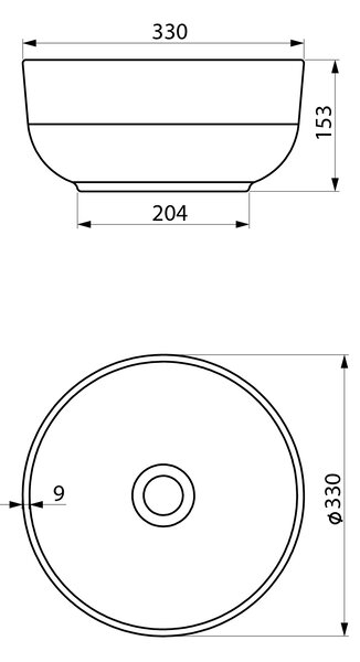 Sapho Sapho, EMMI keramické umývadlo na dosku, priemer 33cm, biela, TU0077