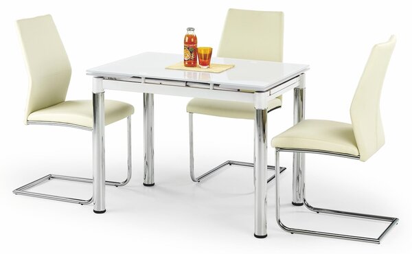 Sklenený rozkladací jedálenský stôl Logan 2 - biela / chróm