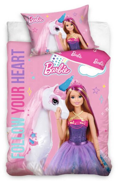 Obliečky do postieľky - Barbie a dúhový jednorožec