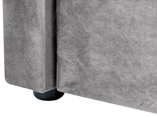 Rozkladacia posteľ sivá zamat 90 x 200 cm s roštom prešívané čelo s gombíkmi glamour štýl spálňa