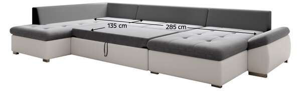 KONDELA Rozkladacia sedacia súprava, biela/sivá, ľavá, MATAR U