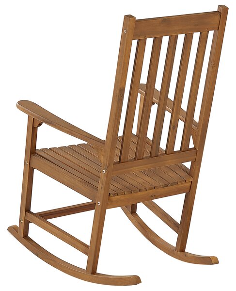 Hojdacie kreslo svetlé akáciové drevo 66 x 77 x 110 cm do interiéru a exteriéru záhrada terasa balkón rustikálny dizajn