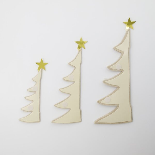 Vianočná papierová dekorácia Tree Ivory – set 3 ks
