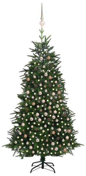 Umelý vianočný stromček s LED a súpravou gulí 240 cm zelený PVC