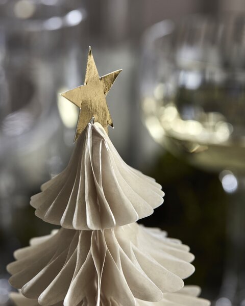 Vianočná papierová dekorácia Tree Ivory – set 3 ks