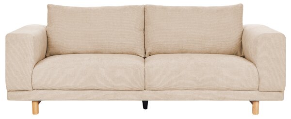 Pohovka béžová menčestrové čalúnenie 3-miestna široké opierky vankúše moderná minimalistický štýl obývacia izba