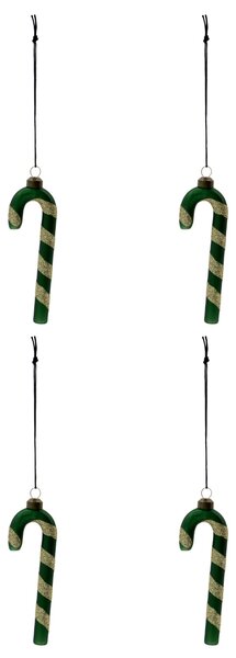 Sklenená vianočná ozdoba Stick Green – set 4 ks