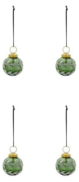 Sklenené vianočné ozdoby Vellu Green – set 4 ks