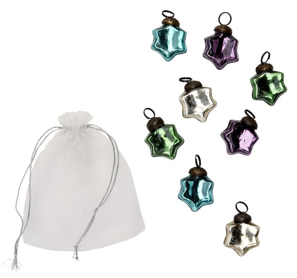 Sklenená vianočná ozdoba Christmas Stars – set 8 ks