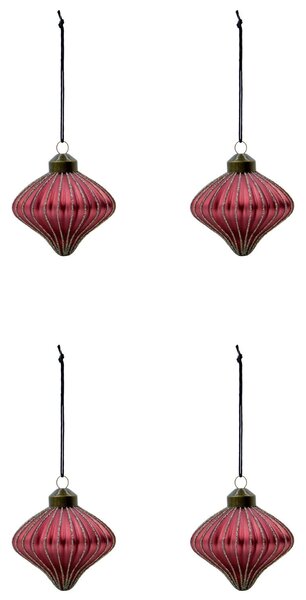 Sklenená vianočná ozdoba Spin Dusty Red – set 4 ks