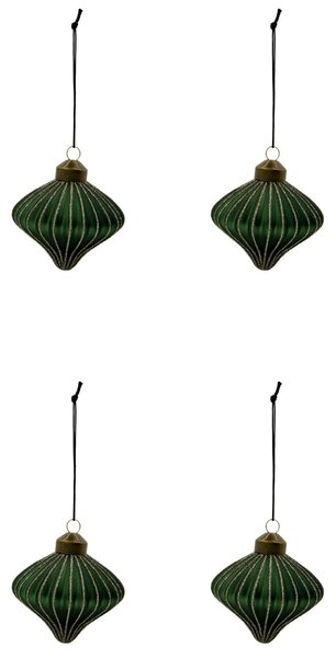 Sklenená vianočná ozdoba Spin Green – set 4 ks