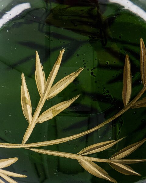 Sklenená vianočná ozdoba Leaf Green/Gold – set 4 ks