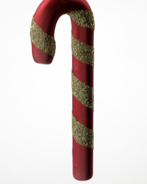 Sklenená vianočná ozdoba Stick Dusty Red – set 4 ks