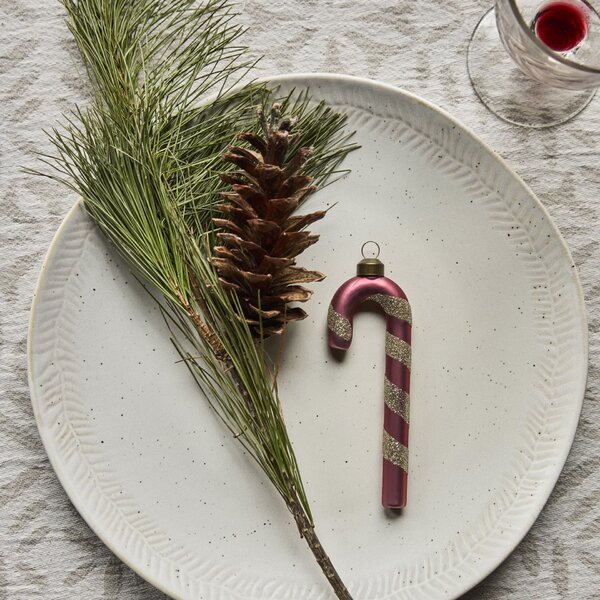 Sklenená vianočná ozdoba Stick Dusty Red – set 4 ks