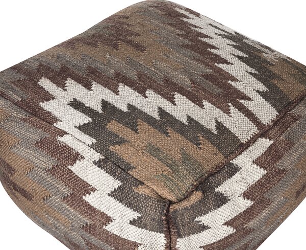 Puf taburetka viacfarebná juta bavlna 30 x 50 cm geometrický vzor ručne vyrobený boho taburet