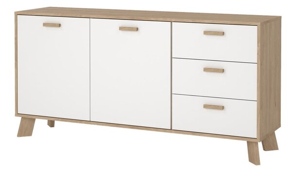 Biela/v prírodnej farbe komoda v dekore duba 147x73x39 cm Ikast – Tvilum