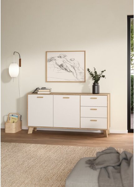 Biela/v prírodnej farbe komoda v dekore duba 147x73x39 cm Ikast – Tvilum