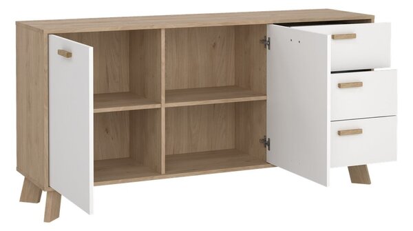 Biela/v prírodnej farbe komoda v dekore duba 147x73x39 cm Ikast – Tvilum