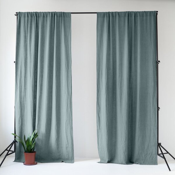 Sivomodrý ľanový záves 140x170 cm Blue Fog – Linen Tales