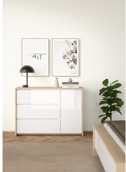 Biela/v prírodnej farbe komoda v dekore duba 119x84x48 cm Next – Tvilum