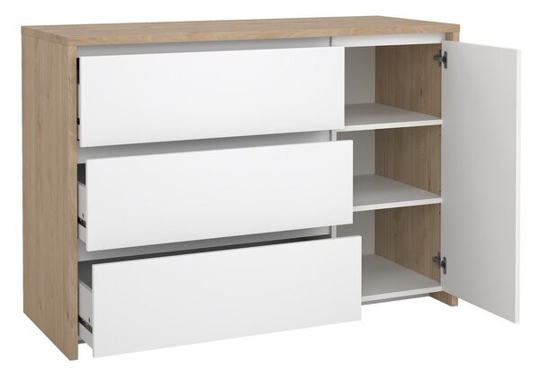 Biela/v prírodnej farbe komoda v dekore duba 119x84x48 cm Next – Tvilum
