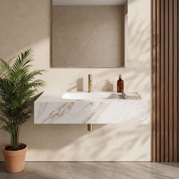 Nástenné umývadlo REA Aresa Grey Gold 80