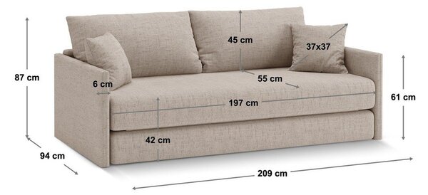 Svetlohnedá ženilková rozkladacia pohovka 209 cm Shannon – Cosmopolitan Design