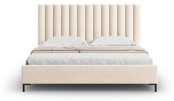 Béžová čalúnená dvojlôžková posteľ s úložným priestorom s roštom 160x200 cm Casey – Mazzini Beds