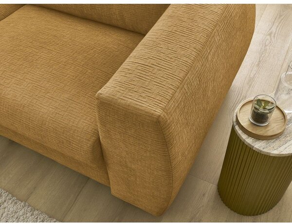 Ženilková pohovka na každodenné spanie/rozkladacia v horčicovej farbe 220 cm Hugo – Bobochic Paris